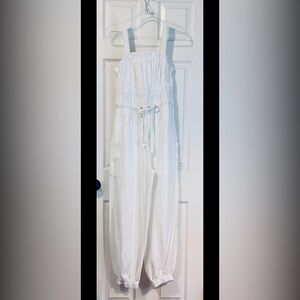 Elan White Strap Jumpsuit with Tie-Waist